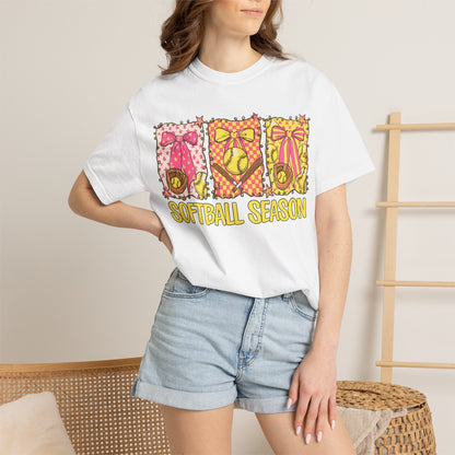 Softball Season T-Shirt — Cute Bow & Ball Graphic Tee