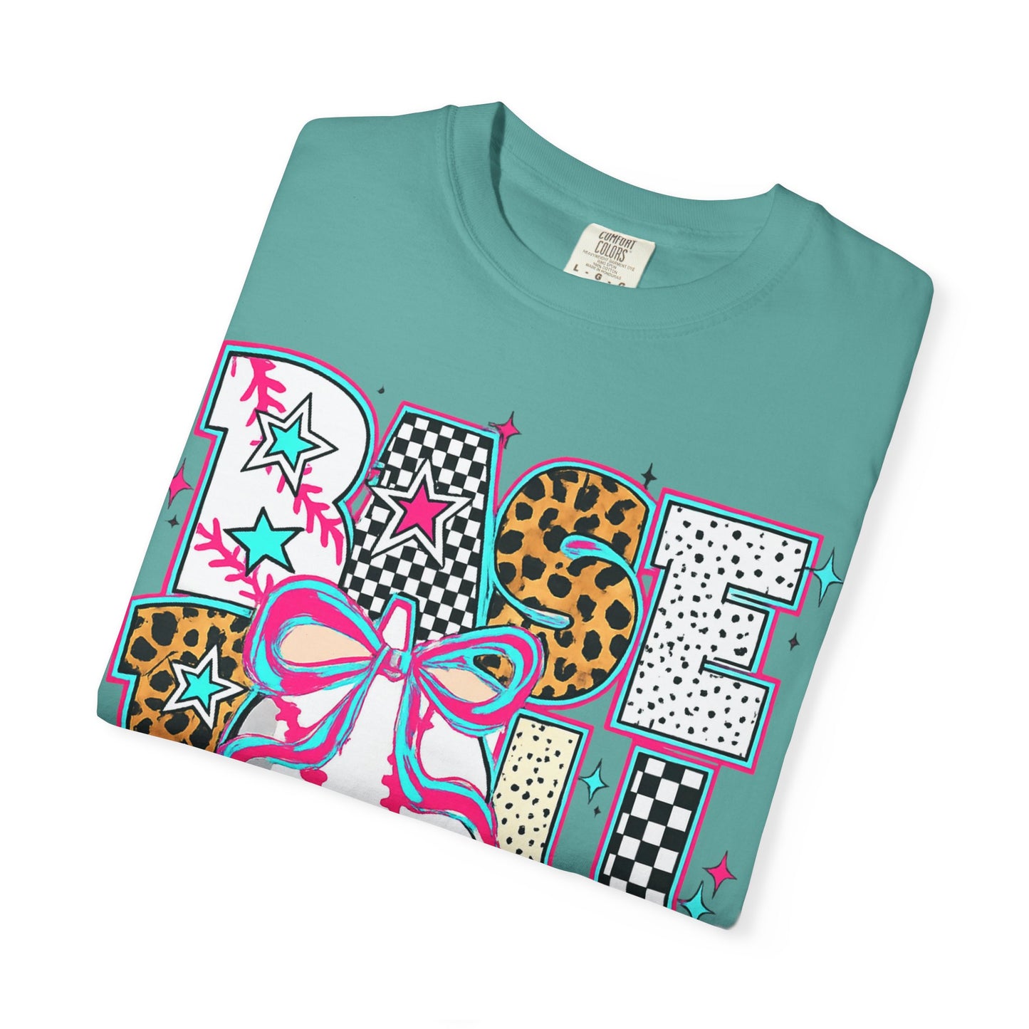 Baseball Mom Graphic T-Shirt — Colorful Leopard Print "Baseball" Design