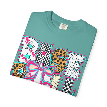 Baseball Mom Graphic T-Shirt — Colorful Leopard Print "Baseball" Design