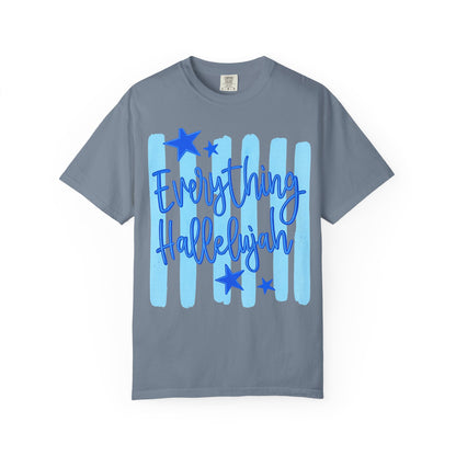 Everything Hallelujah T-Shirt — Blue Script Stars Graphic Tee
