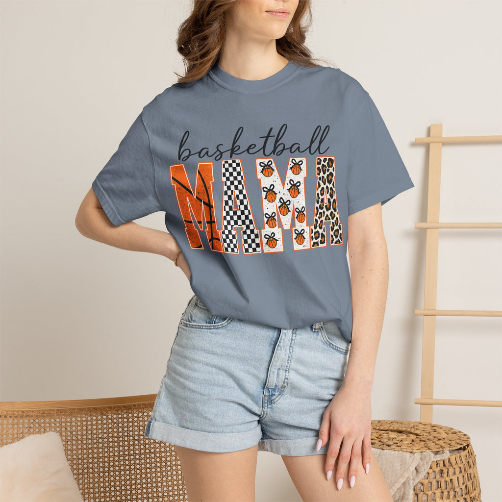 Basketball Mama T-Shirt — Leopard & Orange Pattern Mom Tee