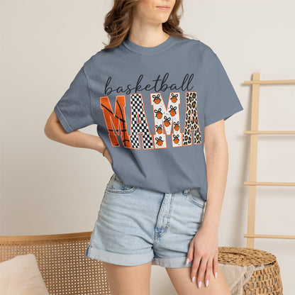 Basketball Mama T-Shirt — Leopard & Orange Pattern Mom Tee