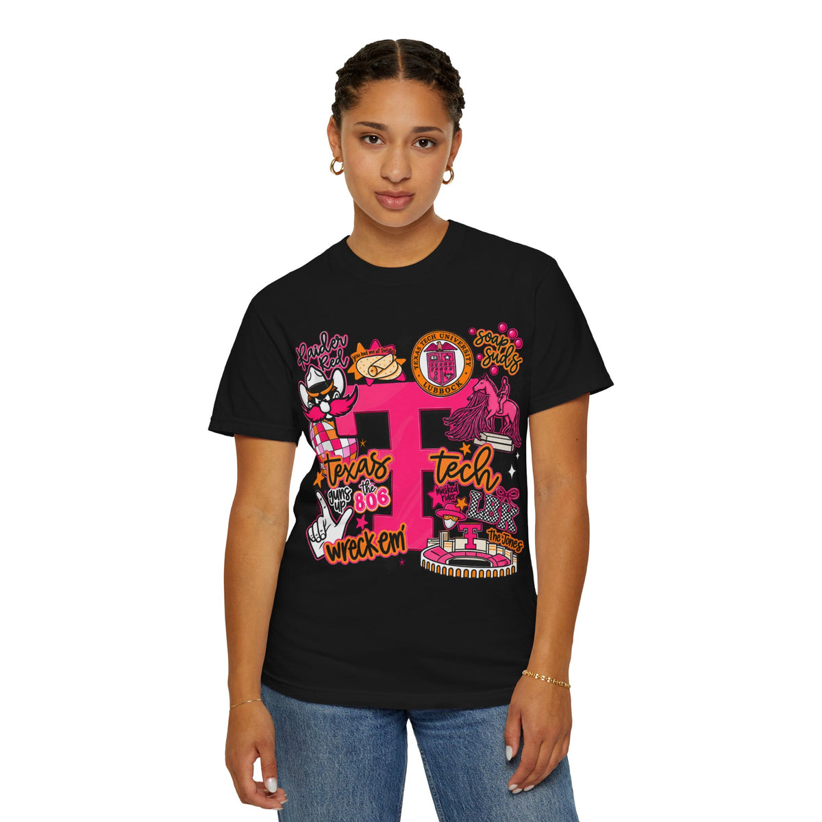 Texas Tech Collage T-Shirt — Red Raiders Icons & 'Wreck ’Em' Graphic