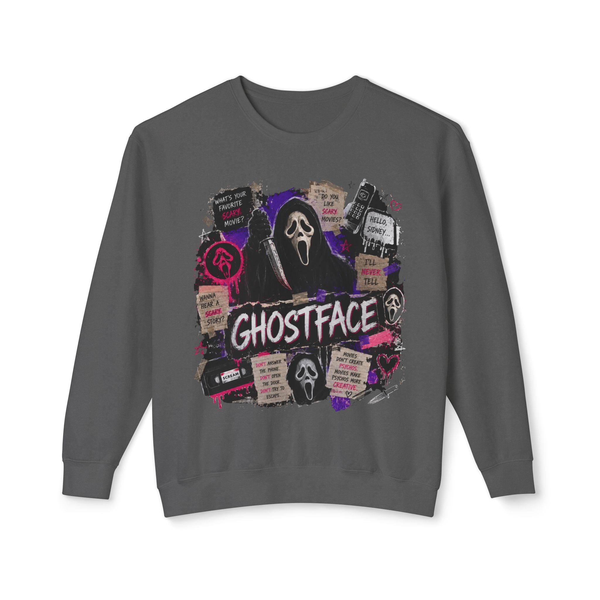 Ghostface Crewneck Sweatshirt – Halloween Horror Mask Graphic