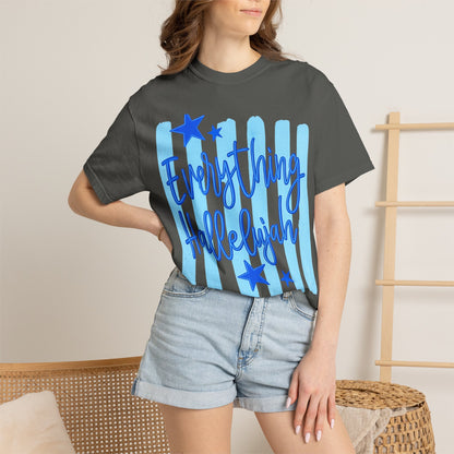 Everything Hallelujah T-Shirt — Blue Script Stars Graphic Tee