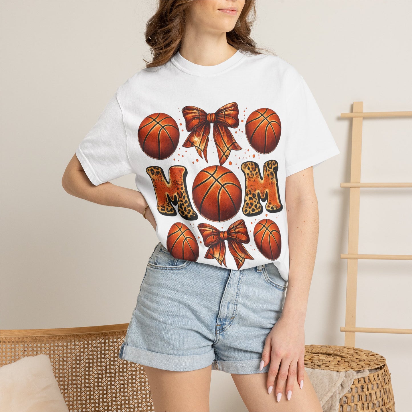 Basketball Mom T‑Shirt — Leopard Print Hoops Mother's Day Tee