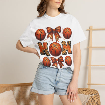Basketball Mom T‑Shirt — Leopard Print Hoops Mother's Day Tee