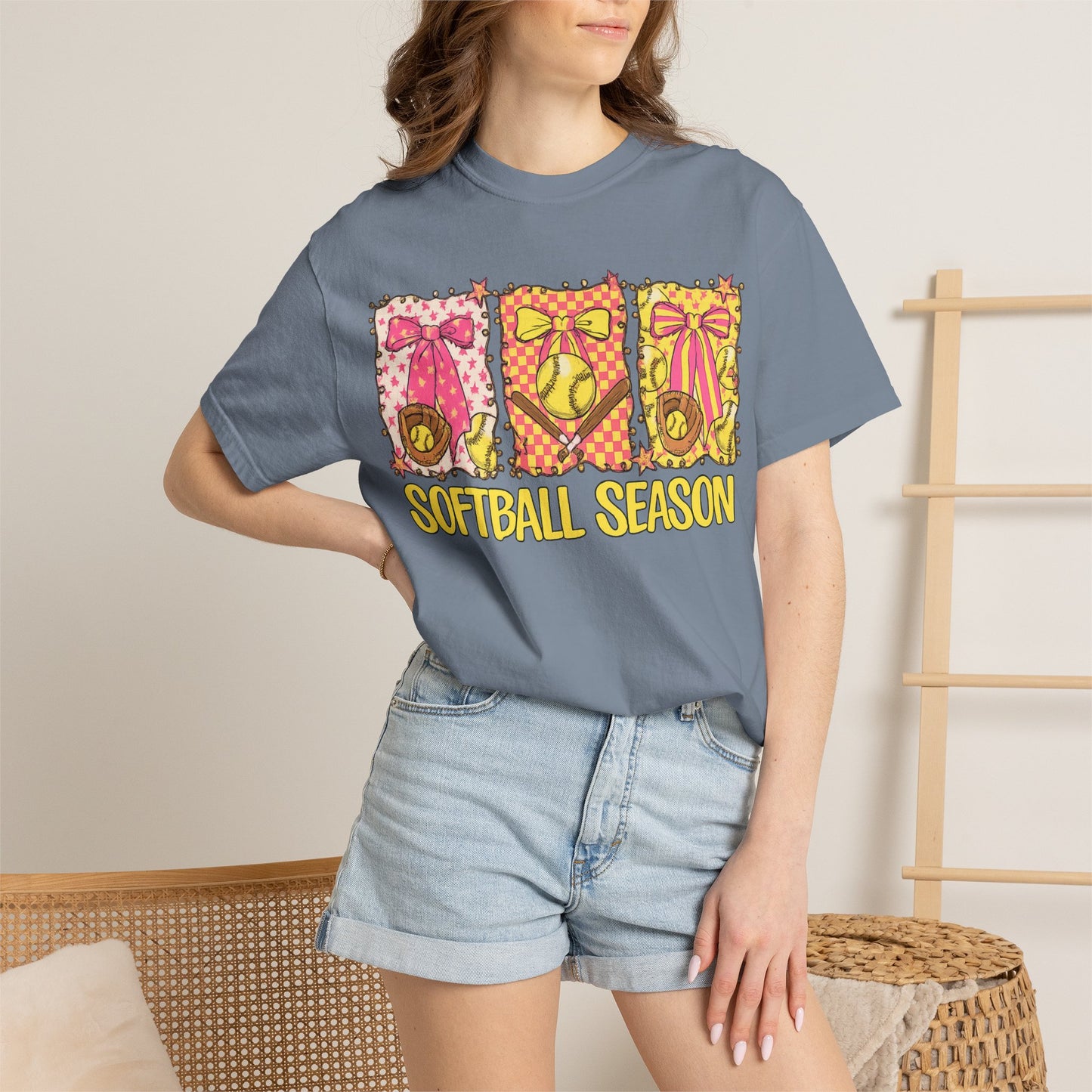 Softball Season T-Shirt — Cute Bow & Ball Graphic Tee