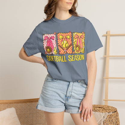 Softball Season T-Shirt — Cute Bow & Ball Graphic Tee