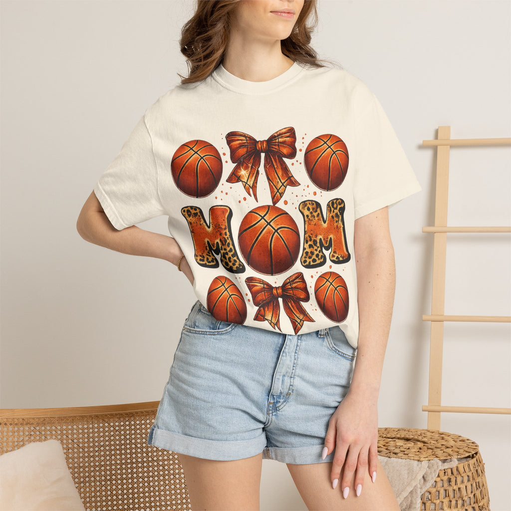 Basketball Mom T‑Shirt — Leopard Print Hoops Mother's Day Tee