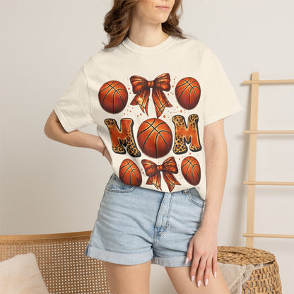 Basketball Mom T‑Shirt — Leopard Print Hoops Mother's Day Tee