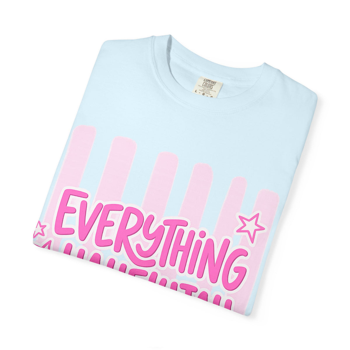 Everything Hallelujah T-Shirt — Pink Retro Stripe Graphic Tee