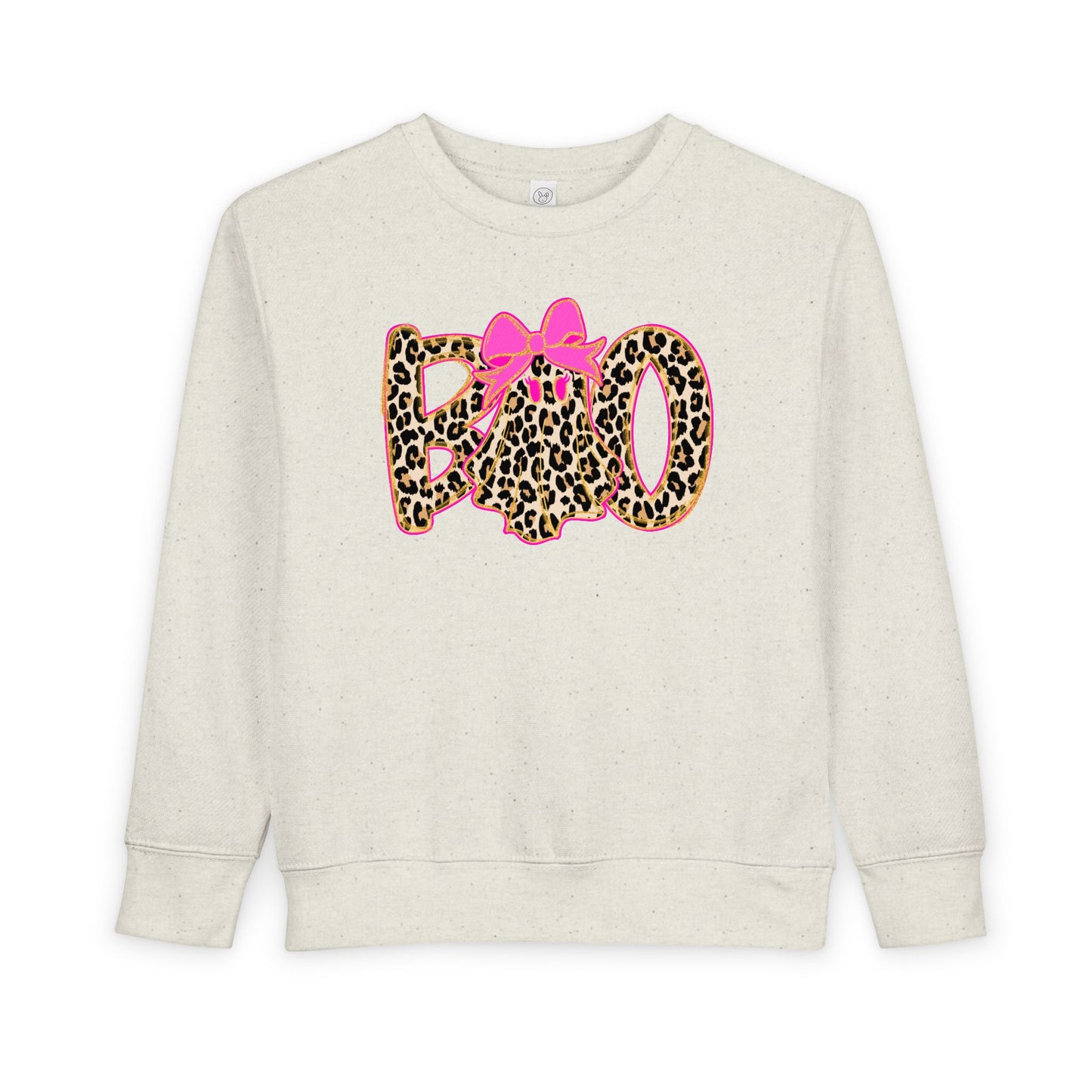 BOO Leopard Toddler Sweatshirt — Pink Bow Halloween Kids Pullover