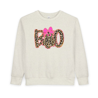 BOO Leopard Toddler Sweatshirt — Pink Bow Halloween Kids Pullover