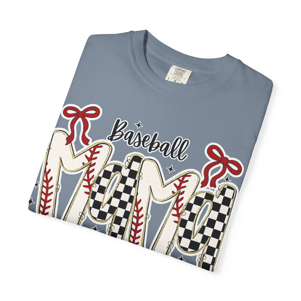 Baseball Mom T-Shirt — Vintage Checker & Stitch Graphic