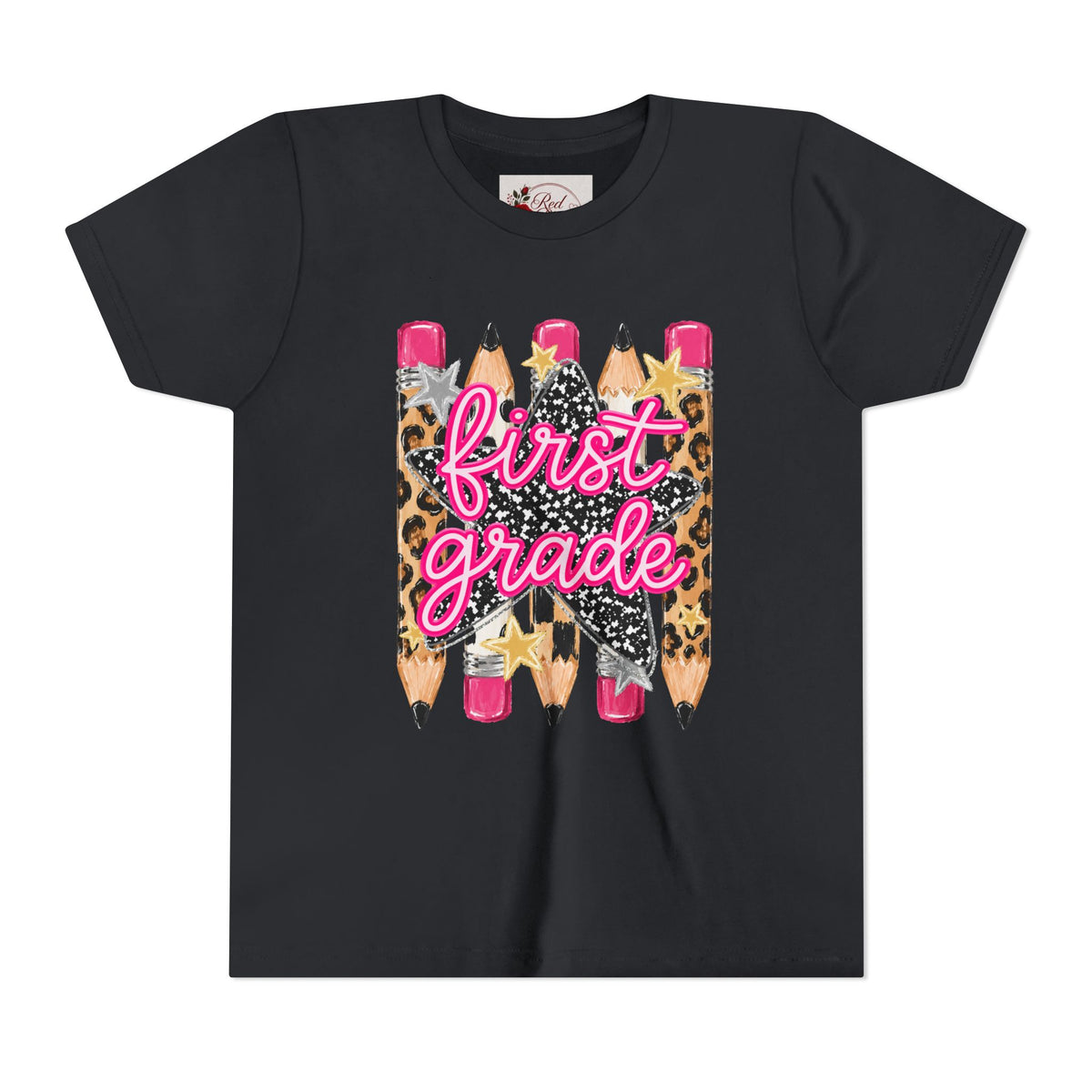 First Grade Youth Tee — Leopard Pencil Back to School Shirt