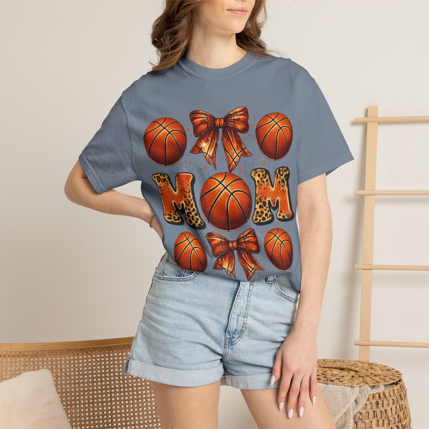 Basketball Mom T‑Shirt — Leopard Print Hoops Mother's Day Tee