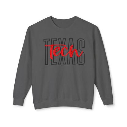 Texas Tech Crewneck Sweatshirt — 'Texas' Outline with Red "Tech" Script