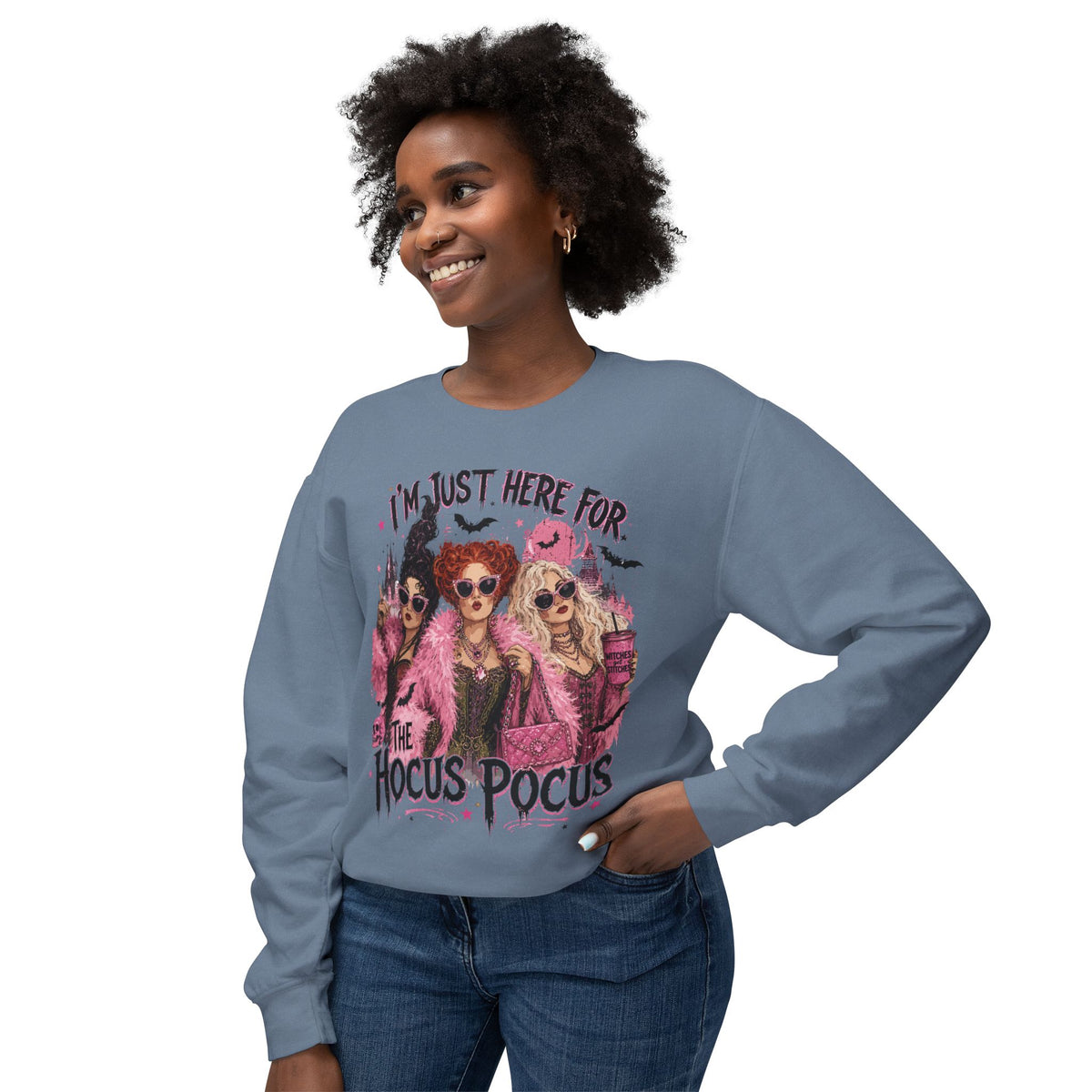Hocus Pocus Crewneck Sweatshirt – "I'm Just Here for the Hocus Pocus" Halloween Pullover