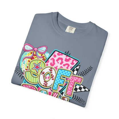 Softball Graphic T-Shirt — Colorful 'Softball' Pop Art Design