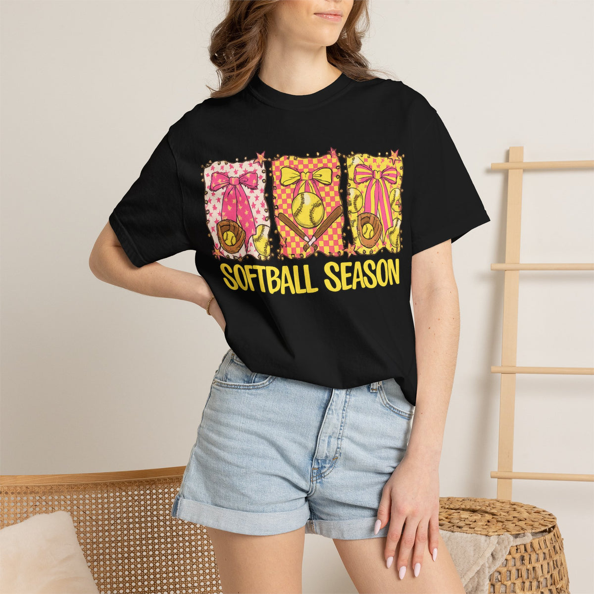 Softball Season T-Shirt — Cute Bow & Ball Graphic Tee