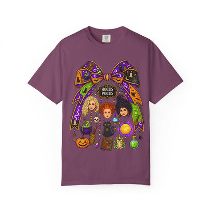 Hocus Pocus Witch Sisters T-Shirt — Halloween Bow Graphic Tee