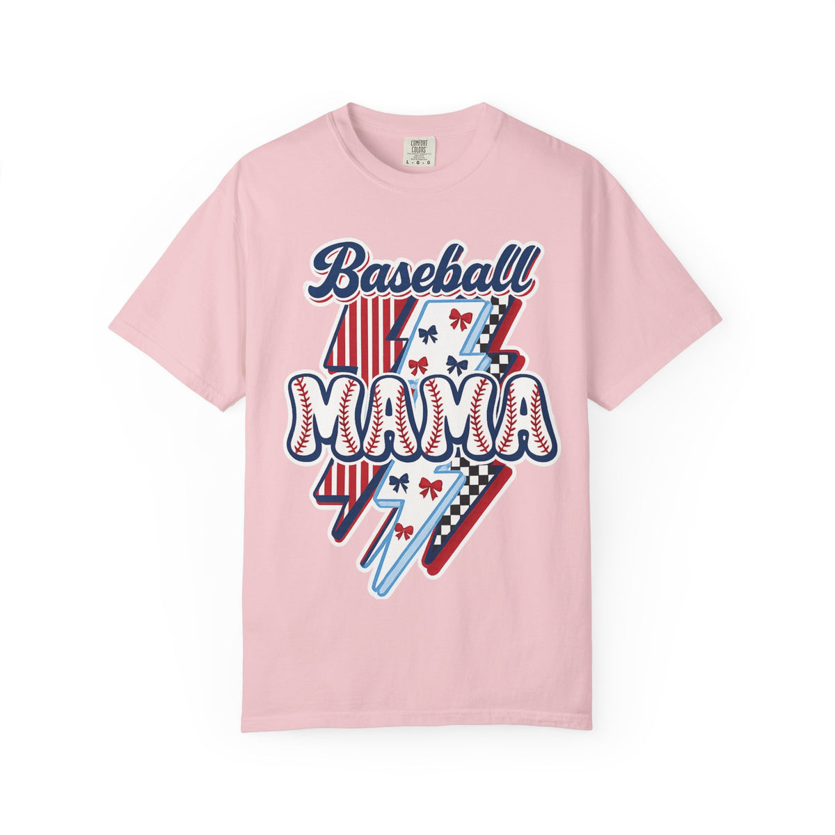 Baseball Mama T-Shirt — Retro Red & Blue Patriotic Graphic Tee