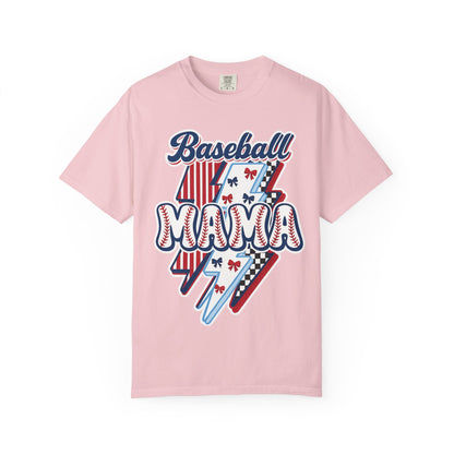 Baseball Mama T-Shirt — Retro Red & Blue Patriotic Graphic Tee