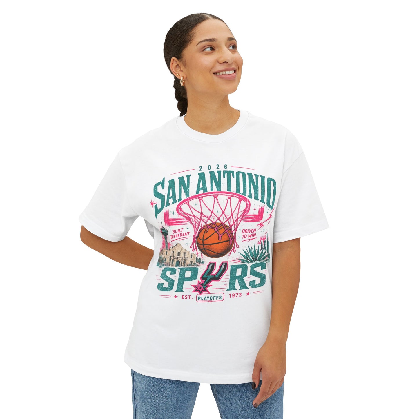 San Antonio Spurs Basketball Tee — Retro Hoop City Graphic