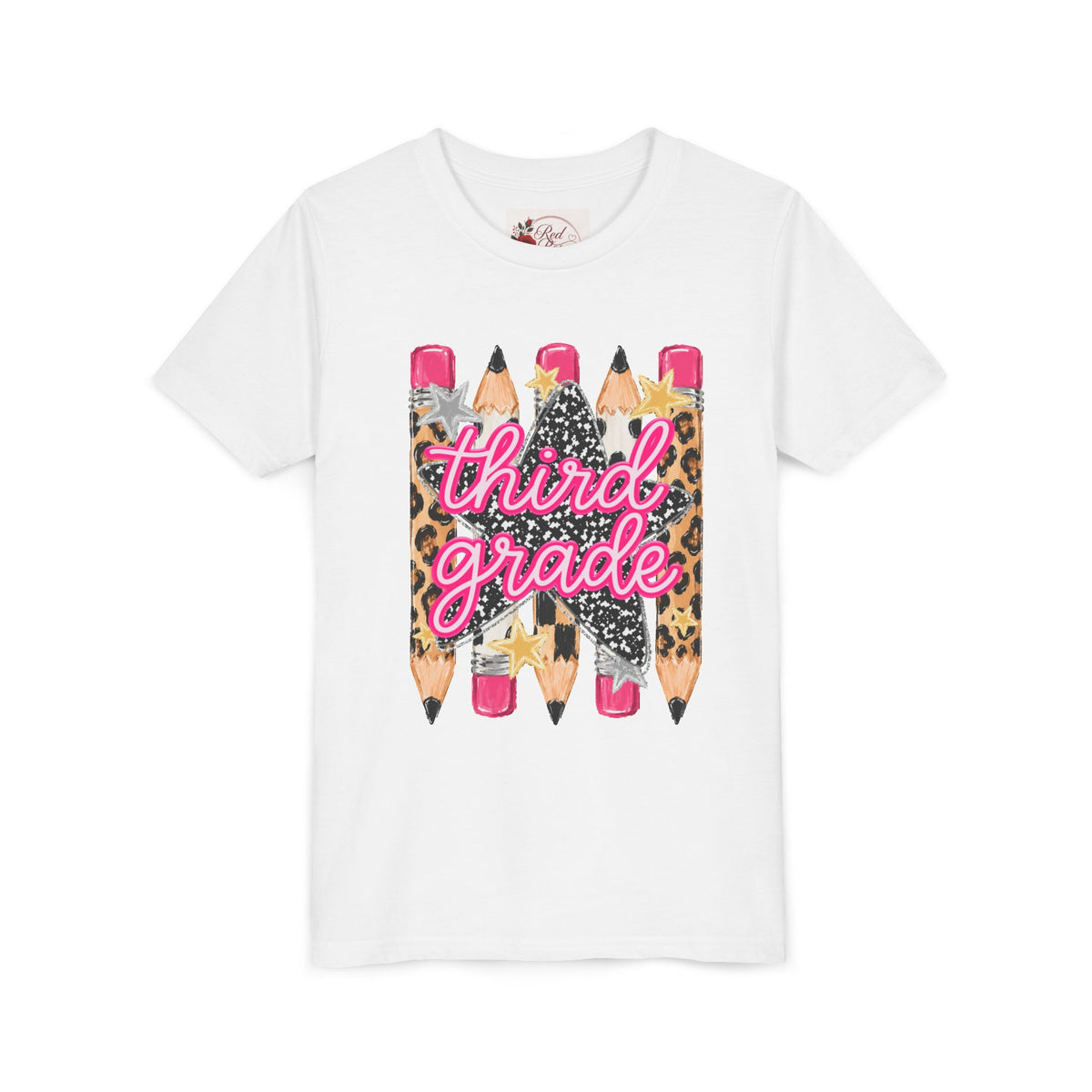 Third Grade Leopard Pencil Kids Tee — Back to School Youth Shirt
