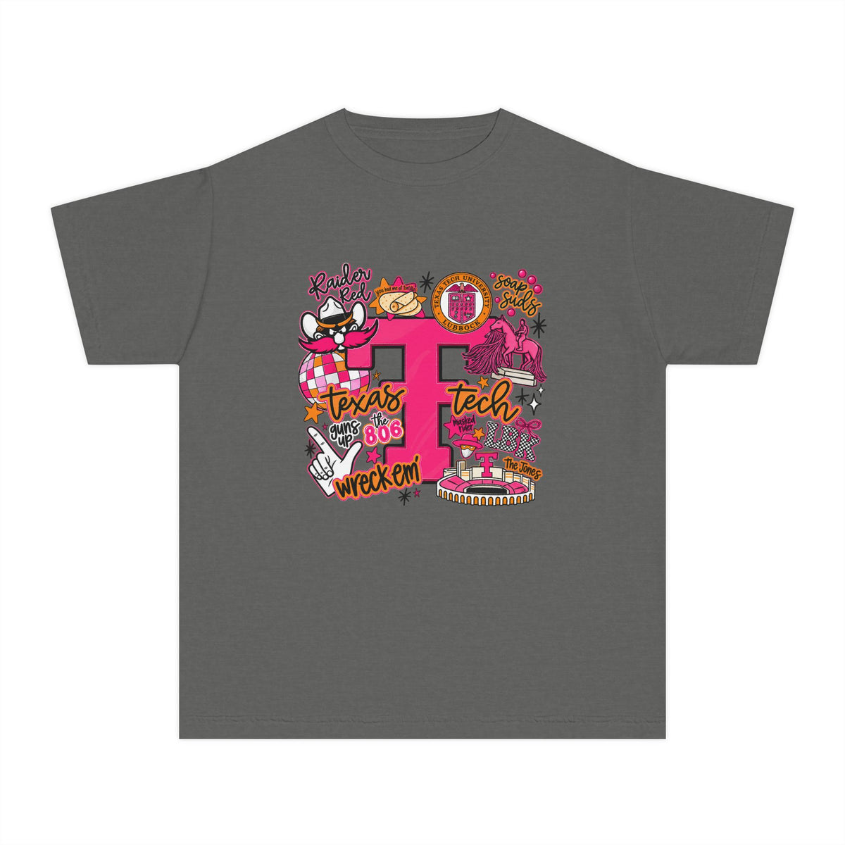 Pink 'P' Graphic Youth Tee — Cheerful School Spirit Shirt