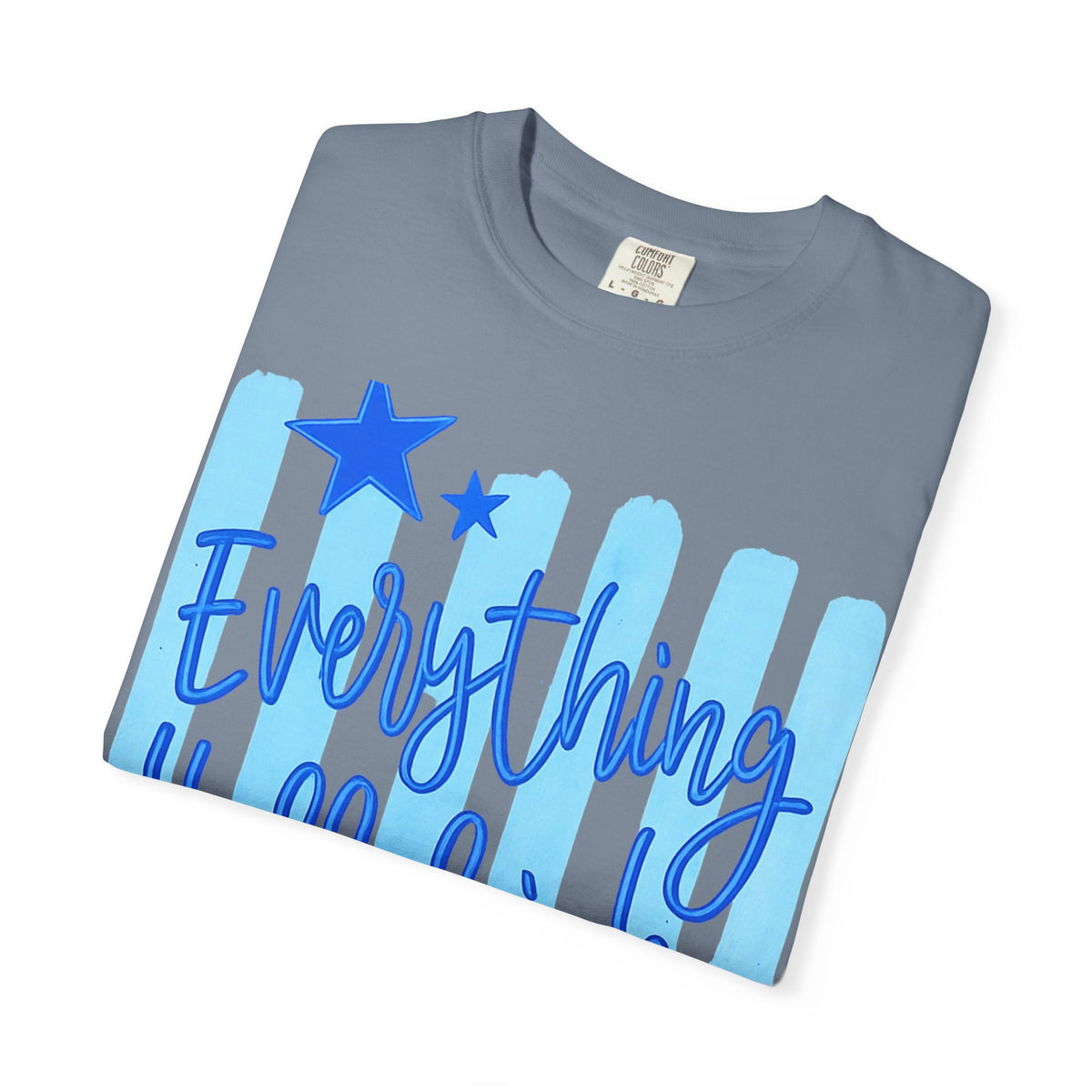 Everything Hallelujah T-Shirt — Blue Script Stars Graphic Tee