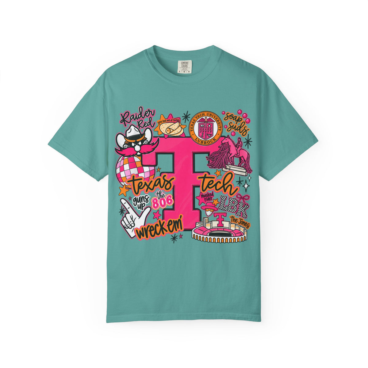 Texas Tech Collage T-Shirt — Red Raiders Icons & 'Wreck ’Em' Graphic