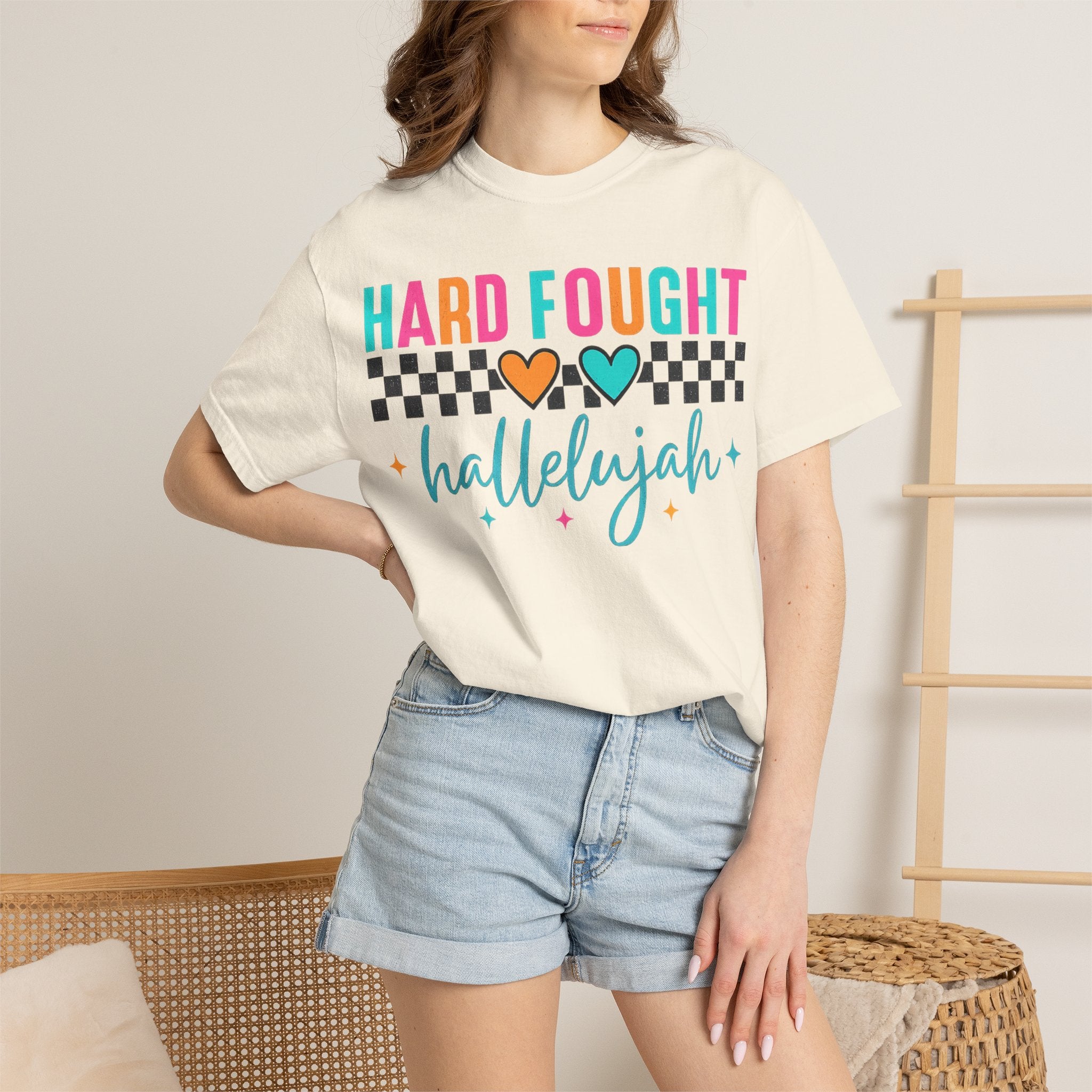 Hard Fought Hallelujah T-Shirt — Inspirational Retro Heart Graphic Tee