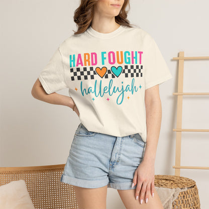 Hard Fought Hallelujah T-Shirt — Inspirational Retro Heart Graphic Tee