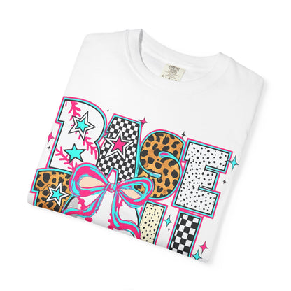 Baseball Mom Graphic T-Shirt — Colorful Leopard Print "Baseball" Design