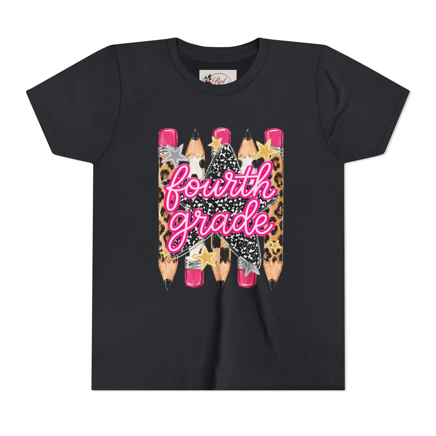 Fourth Grade Leopard Pencil Youth Tee