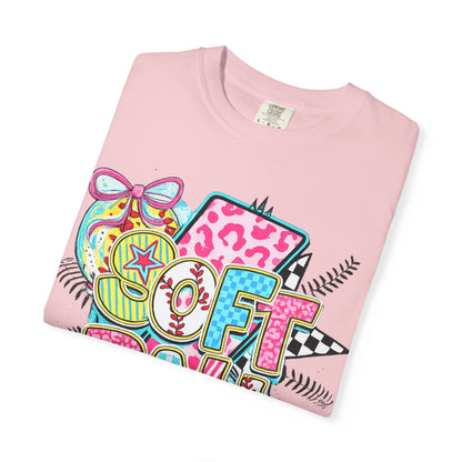 Softball Graphic T-Shirt — Colorful 'Softball' Pop Art Design