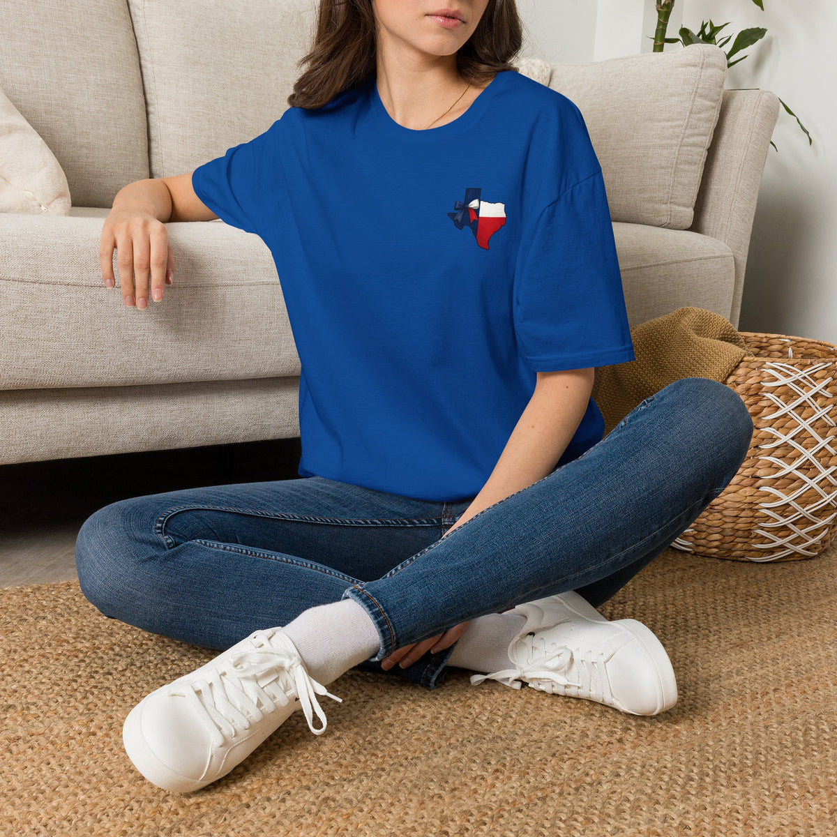 Texas Flag Outline T‑Shirt — Small Texas Map with Lone Star