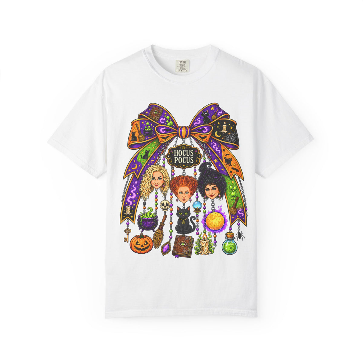 Hocus Pocus Witch Sisters T-Shirt — Halloween Bow Graphic Tee
