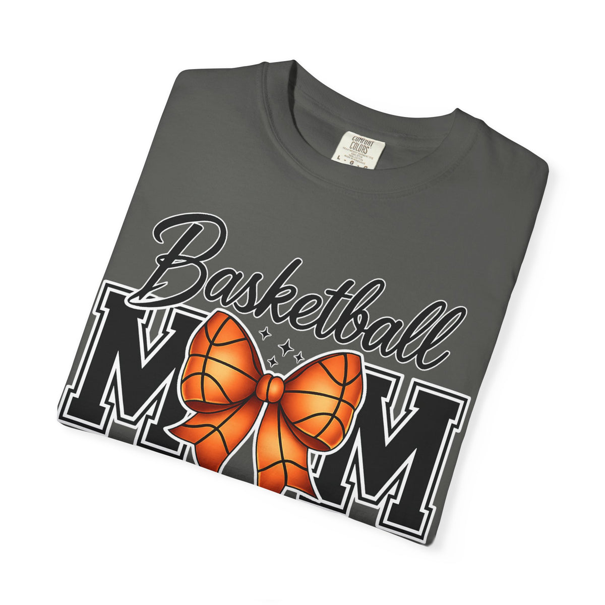 Basketball Mom T-Shirt — 'Basketball MOM' with Bow & Checkered Accent