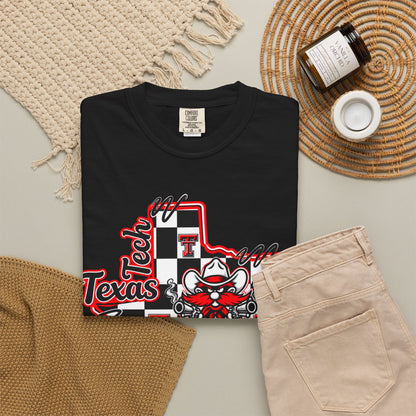 Texas Checkered Bull T-Shirt — Retro Cowboy State Graphic Tee