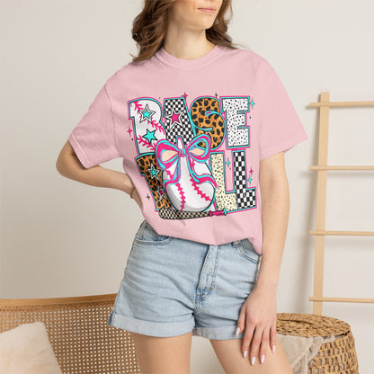 Baseball Mom Graphic T-Shirt — Colorful Leopard Print "Baseball" Design