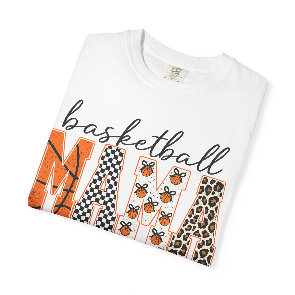 Basketball Mama T-Shirt — Leopard & Orange Pattern Mom Tee