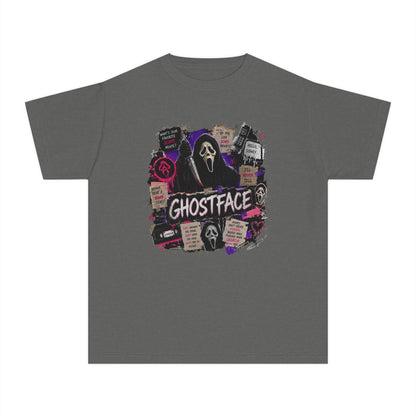 Youth Ghostface Graphic Tee – Scary Movie Horror Mask Design