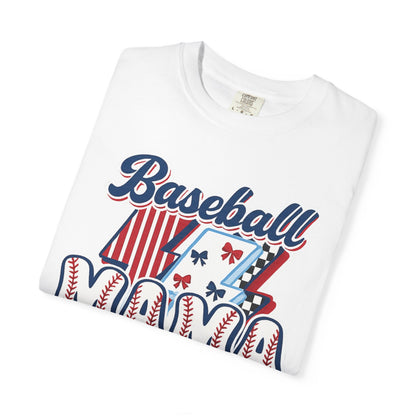 Baseball Mama T-Shirt — Retro Red & Blue Patriotic Graphic Tee