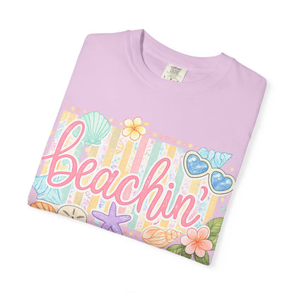 Beachin' T-Shirt — Tropical Summer Graphic Tee with Seashells & Sunglasses