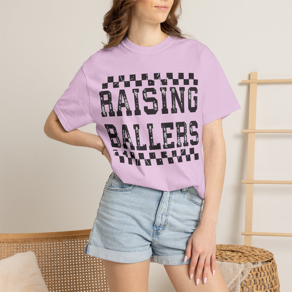 Raising Ballers T-Shirt — Vintage Checkerboard Kids Basketball Parent Tee