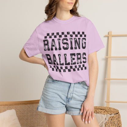 Raising Ballers T-Shirt — Vintage Checkerboard Kids Basketball Parent Tee