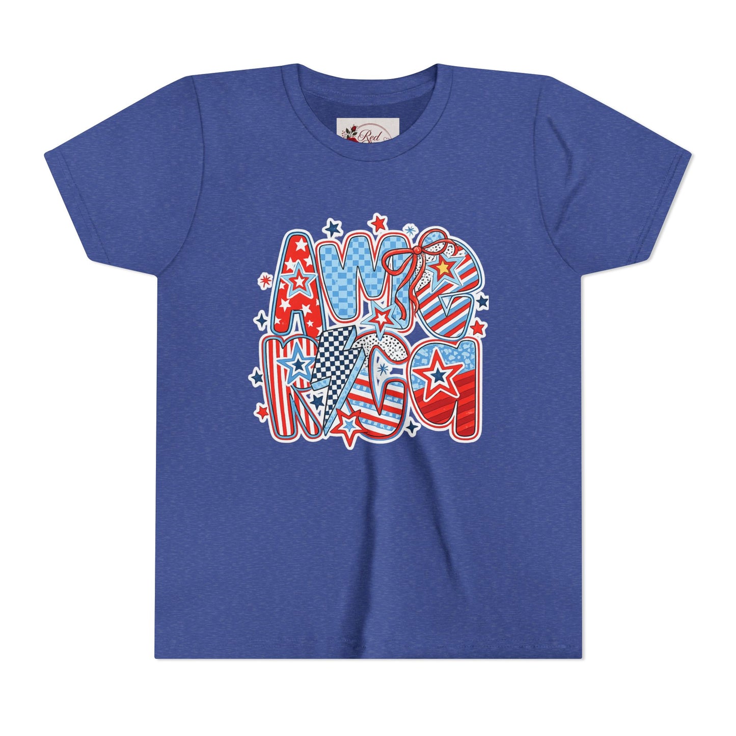 Youth Tee — Patriotic "America" Stars & Stripes Design (4th of July Kids Shirt)
